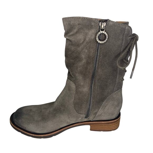 Women's Sofft Sharnell Aqua Bootie Gray Leather Slouchy Waterproof Suede Zip - Picture 1 of 16